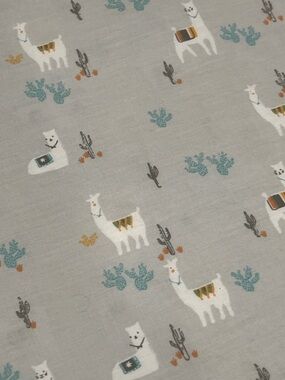 Soft Gray Llama Print Sheet - Charming Bedding or whimsical fabric 100% cotton